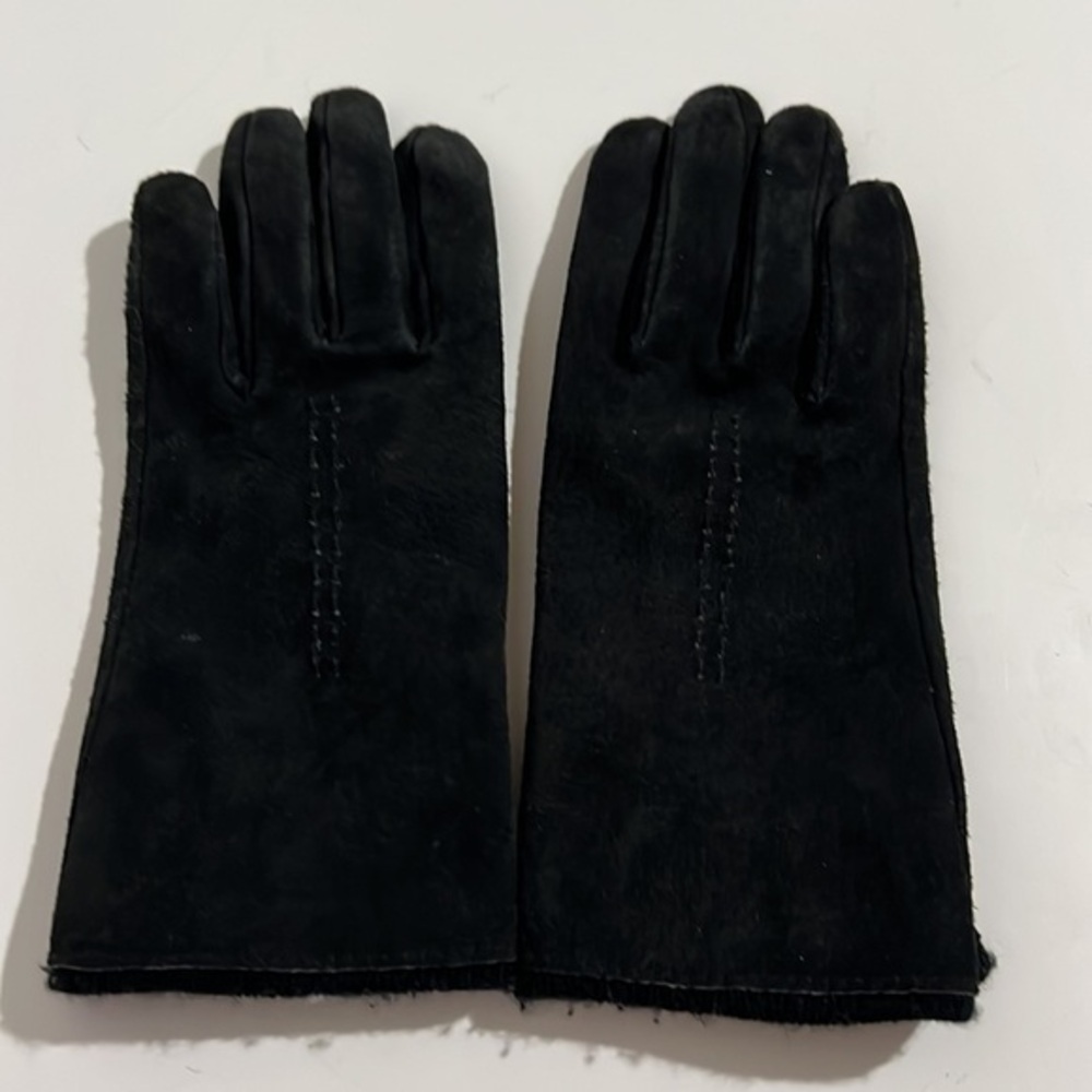 Fownes Black Genuine Leather Suede Lined Gloves  Medium  Size 8